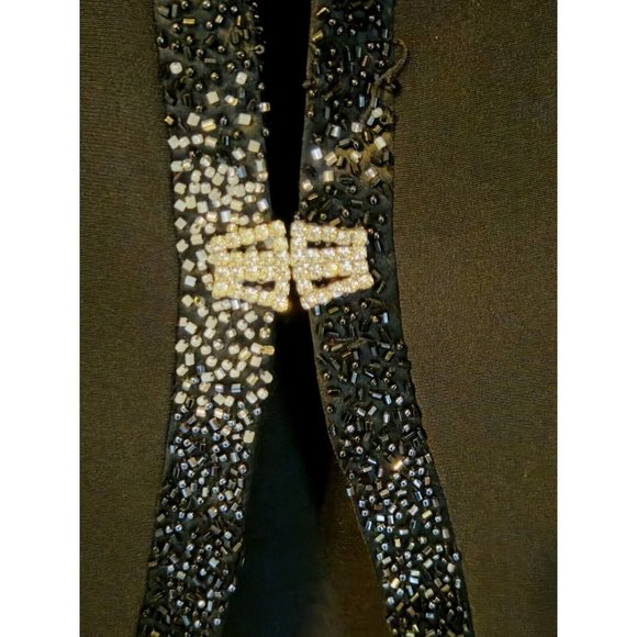 Cameron Blake Black Formal Evening Gown With Jacket Size 12/ 14 Beaded Dress - Picture 5 of 8